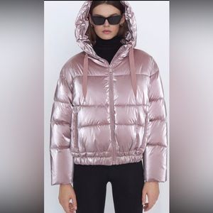Zara Metallic Pink Puffer